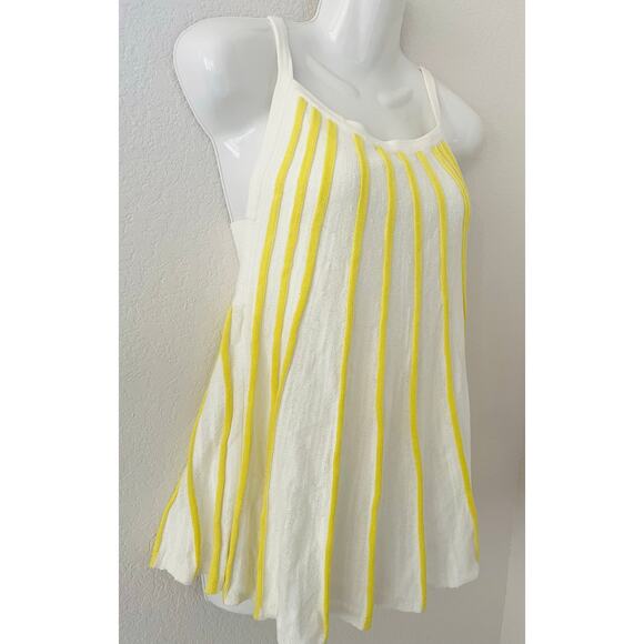 Maeve Anthropolgie NWT Super Soft White & Yellow Striped Tank Top Size Medium - Picture 4 of 6